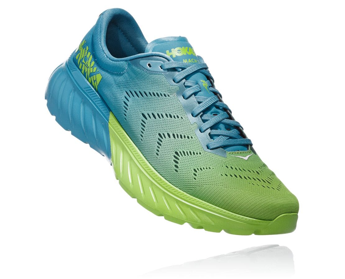 Hoka One One Mach 2 Philippines - Men's Road Running Shoes - Blue / Light Green | HU3251084